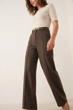 Wide Leg pantalon donkerbruin - Miss Madera