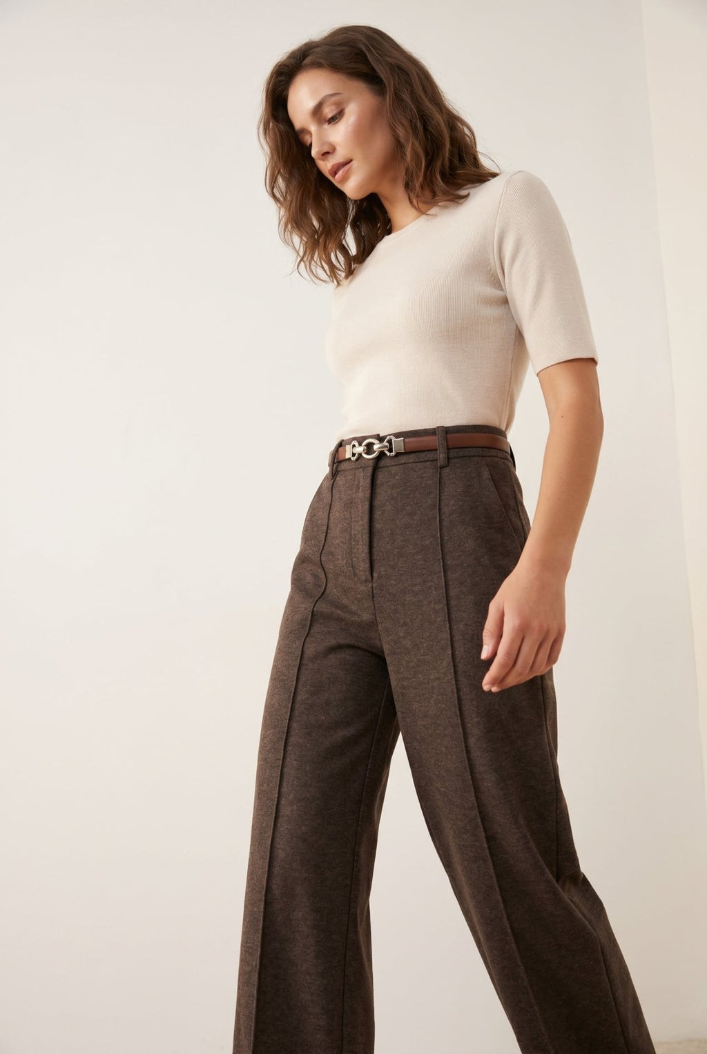 Wide Leg pantalon donkerbruin - Miss Madera