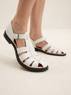 Witte Fisherman Sandalen Leer – Zomer Dames Schoenen - Miss Madera