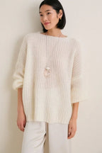 Wol Kasjmier Trui Dames | Bootnek Oversized Gebreid - Miss Madera