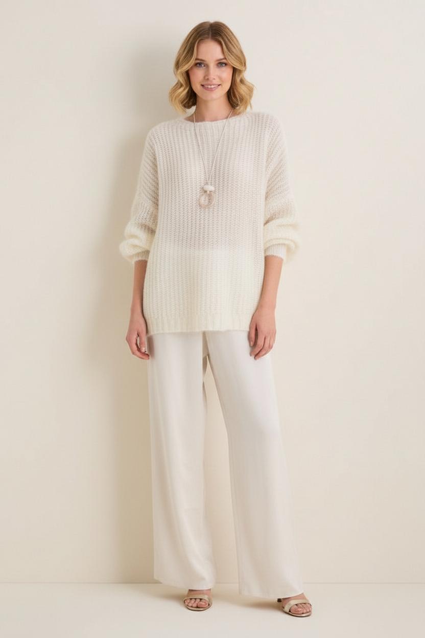 Wol Kasjmier Trui Dames | Bootnek Oversized Gebreid - Miss Madera