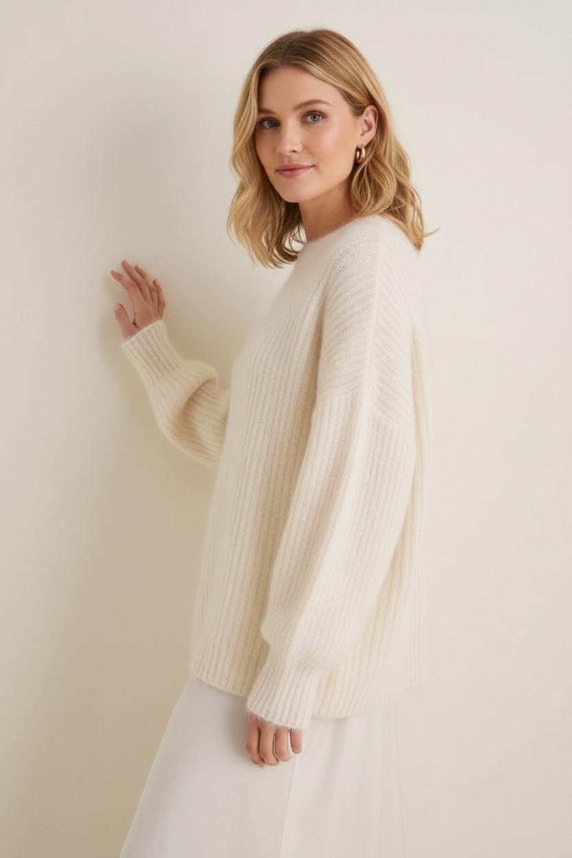 Wol Kasjmier Trui Dames | Bootnek Oversized Gebreid - Miss Madera