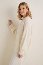 Wol Kasjmier Trui Dames | Bootnek Oversized Gebreid - Miss Madera