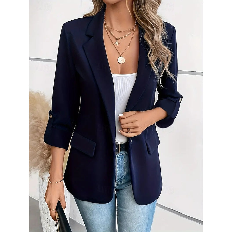 Miss | Blazer Dames Getailleerd Open Voorkant Opgerolde Mouwen
