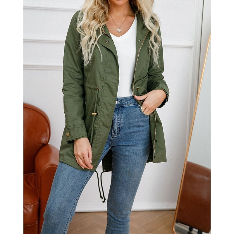 Miss | Jas Dames Utility Capuchon Verstelbare Taille