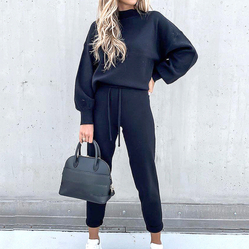 Nachtkleding Dames Tweedelig Huispak Coltrui High Waist
