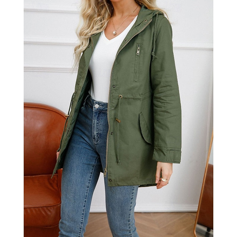 Miss | Jas Dames Utility Capuchon Verstelbare Taille