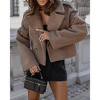 Miss | Jas Dames Cropped Klassieke Kraag Knoopsluiting