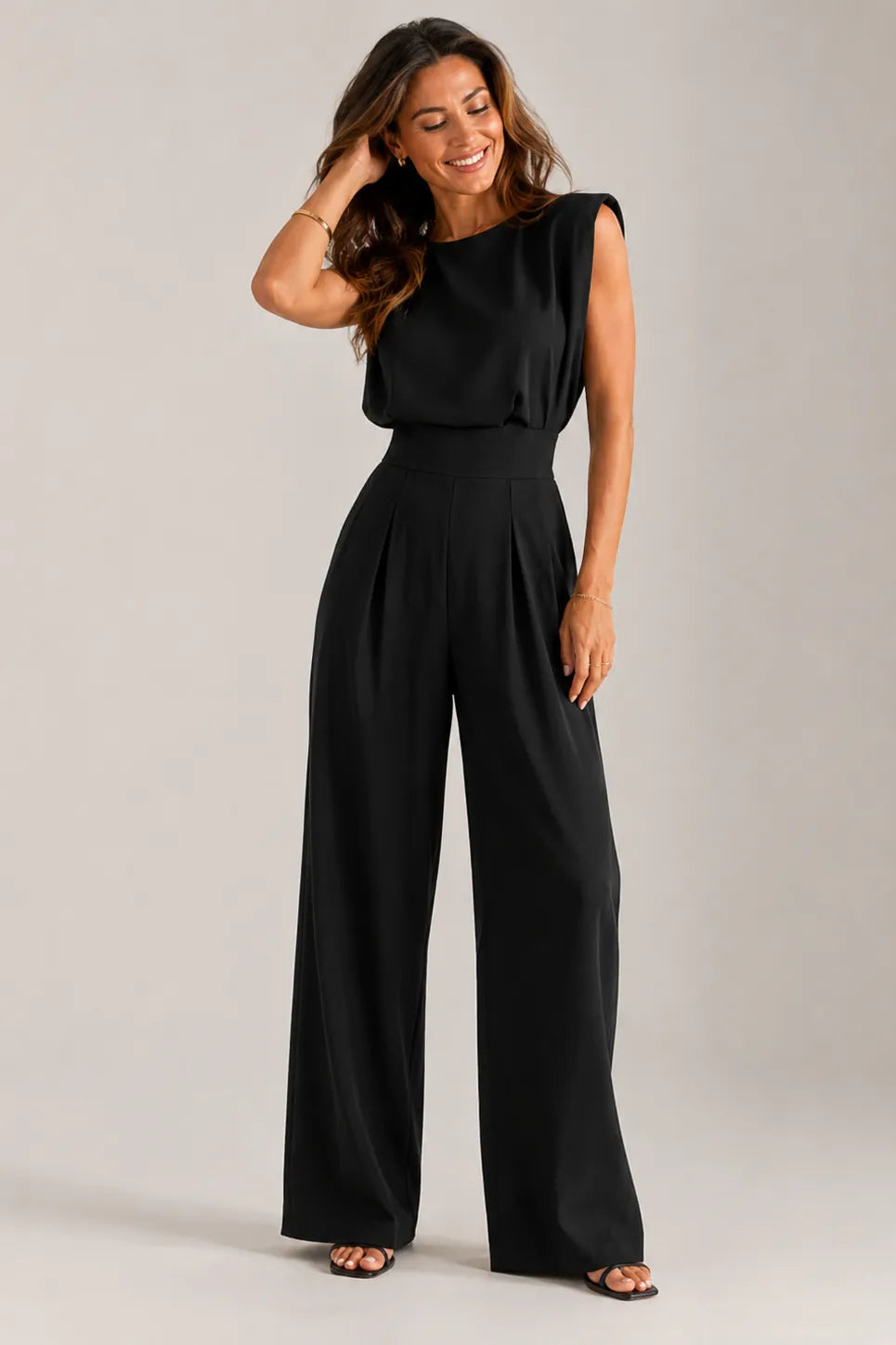 Miss | Jumpsuit Dames Mouwloos Hoge Taille Rechte Pijpen - Polyester